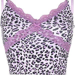 Boutique Purple Cheetah Print Crop Top